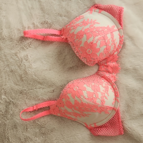 Soutien-gorge Balconnet Victoria's Secret Dream Angels - 32C - Rose & Blanc à Paillettes - Neuf Avec étiquette